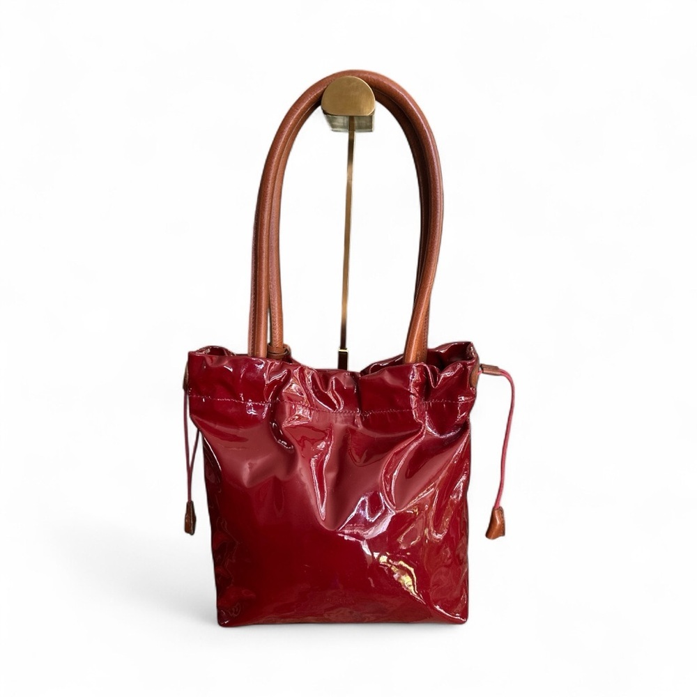 FURLA Red Patent Leather Tote Bag Italian Luxury Shoulder Bag ✨ - Picture 3 of 10